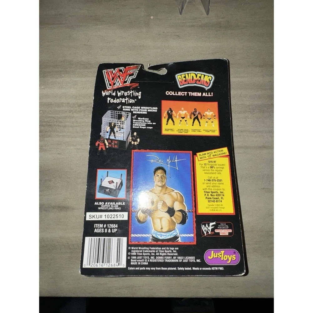 WWF WWE The Rock Bend-Ems Wrestling Figure Bendy Just Toys Series V 1999 Rare